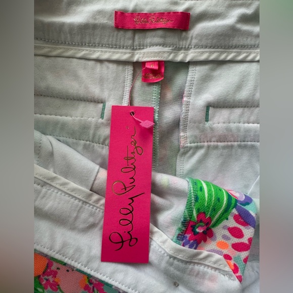 Lilly Pulitzer Pink and Green Bermuda Shorts Vibrant Tropical Print - Picture 3 of 4